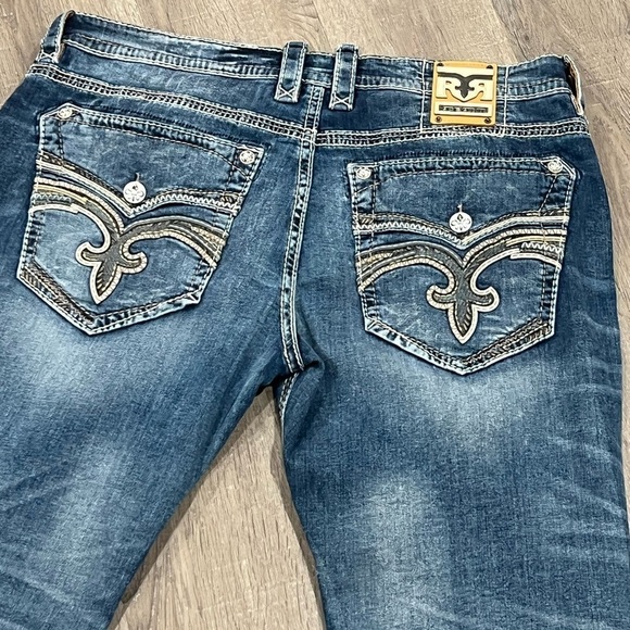 Rock Revival 42W 33L Tripp Straight Fit Distressed Western Cowboy Jeans Premium - Picture 12 of 15